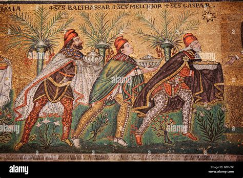 Mosaic Of Three Magi At Basilica Of Santapollinare Nuovo Ravenna