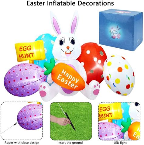 mukum 6ft long easter inflatable outdoor decorations easter inflatable bunny eggs carrot
