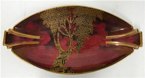 Carlton Ware Rouge Royale Oval Dish With Black And Gilt Decoration