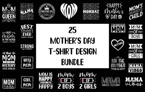 25 Mothers Day T Shirt Design Bundle Quotes Mom T Shirt Typography Tshirt Vector Graphic