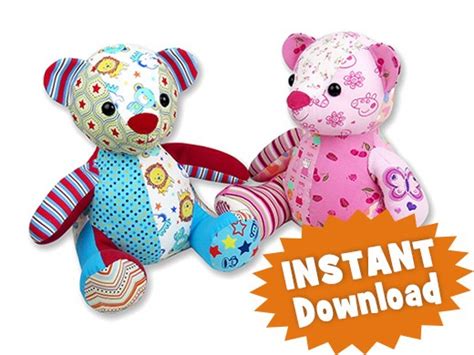 Make a keepsake bear out of your baby's clothes! Melody Memory Bear Keepsake Toy INSTANT DOWNLOAD Sewing ...