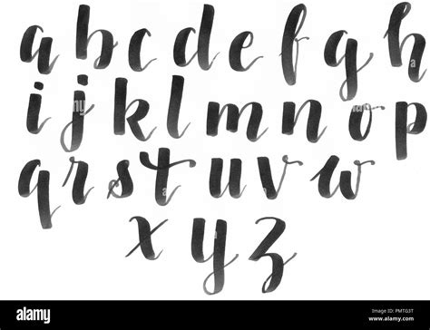 Lettrage à La Main La Calligraphie Moderne Alphabet En Noir Sur Un