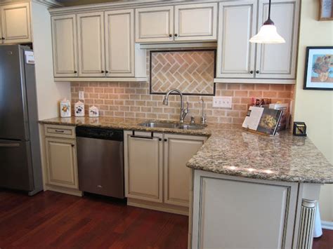 Gray kitchen cabinets brick kitchen. Whitewashed Brick Backsplash White Kitchen Cabinets