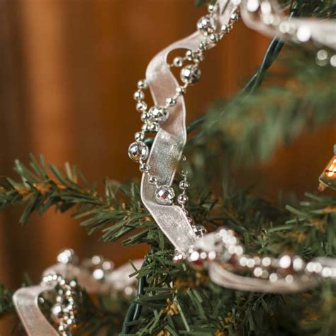 Twisted Silver Beads And White Organza Ribbon Garland Pearl Spools