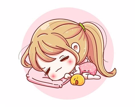 Premium Vector Cute Girl Sleeping With Happy And Cartoon Character