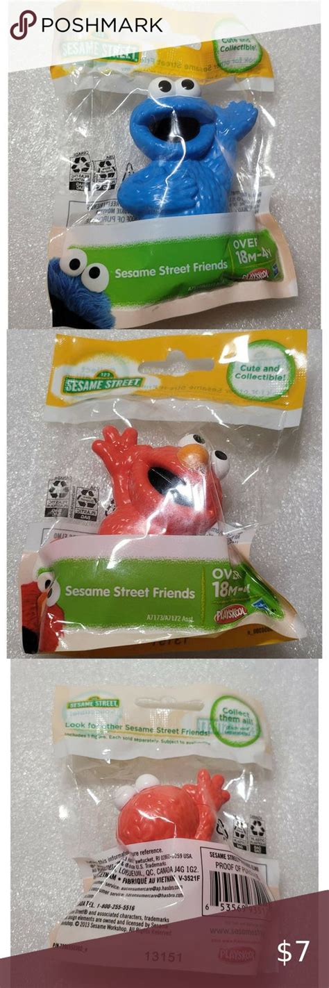 Sesame Street Friends Cookie Monster And Elmo Playskool 2 Pieces New