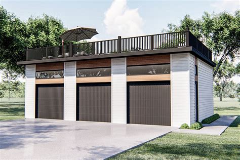 Large Modern Garage Plan With Party Deck 62854dj Architectural