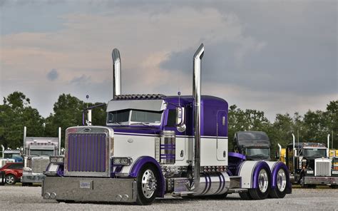 Hrome Purple Custom 1080p Truck Peterbilt Hd Wallpaper