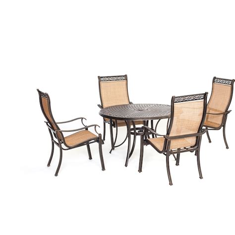 Hanover Manor 5 Piece Bronze Patio Dining Set With Tan In The Patio