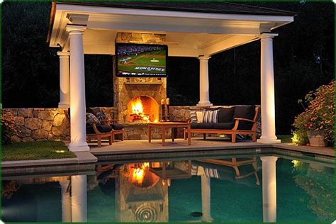 Fireplace And Outdoor Tv In This Cozy Poolside Pavilion Outdoor Pool