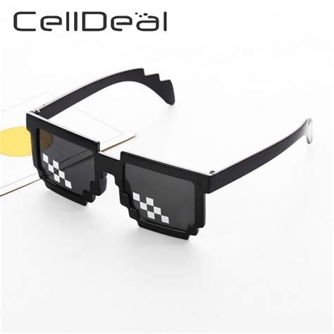 Celldeal Men Women 8 Bit Coding Pixel Thug Life Mosaic Glasses Sunglasses Trendy Cool Super
