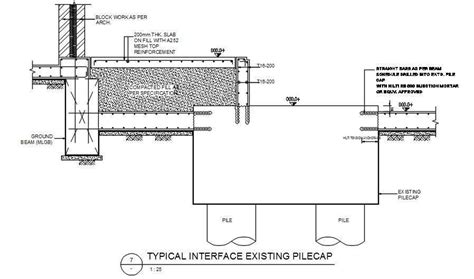Typical Interface Existing Pilecap Section Details Are Given In This