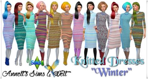 Annett`s Sims 4 Welt Knitted Dresses Winter • Sims 4 Downloads