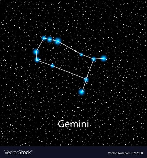 Gemini Zodiac Sign Bright Blue Stars Royalty Free Vector