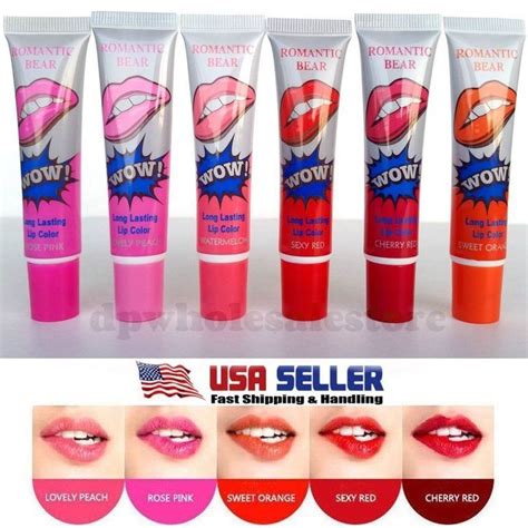details about 6 colors romantic bear lip gloss tattoo stain magic peel off mask long lasting