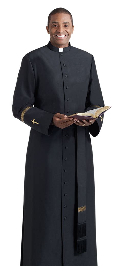 Black Clergy Cassock With Gold Trim Clergy Apparel Church Robes