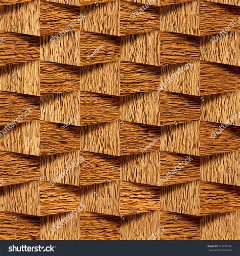 Decorative Wooden Bricks 3d Wallpaper Interior Stock Illustration