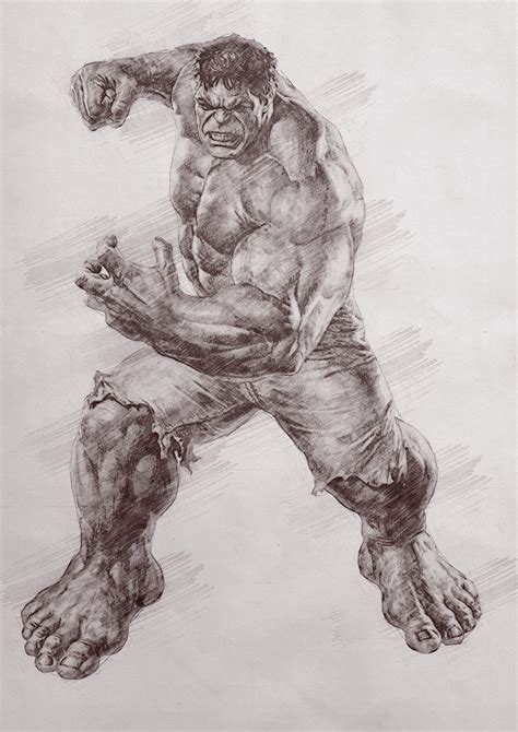 The Incredible Hulk Set Of 5 Pencil Drawings Art Print Etsy