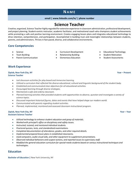 A proven job specific resume sample for landing your next job in 2021. Science Teacher Resume Example & 3 Expert Tips