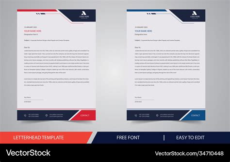 Professional Letterhead Template Royalty Free Vector Image