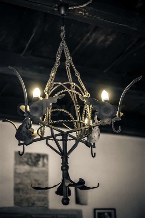 Gothic Chandelier In A Castle Stock Photo Colourbox