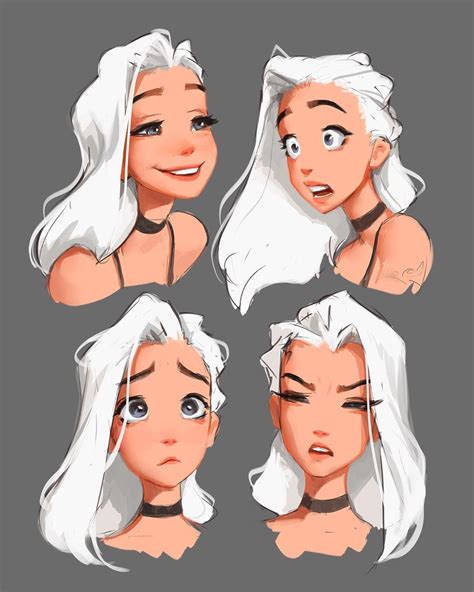 Various Facial Expressions And Hair Styles For The Character Person