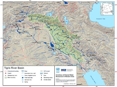 Map Of Iraq With Major Rivers And Streams Tigris River Basin Is The