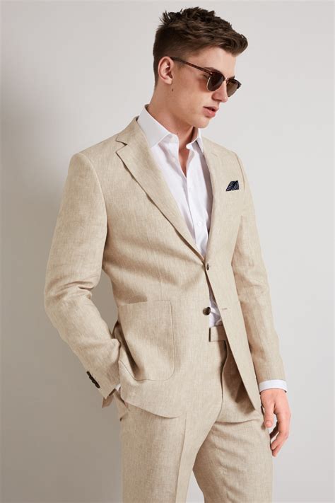 Mens Linen Suits For Weddings Uk This Blazer Tailored Fit Beige Linen
