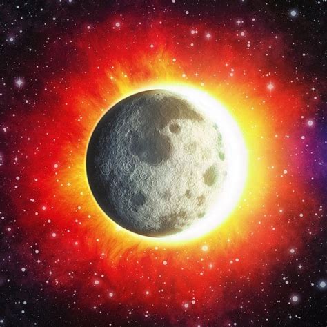 Moon Vs Sun Combined Lunar And Solar Eclipse An Illustration Of