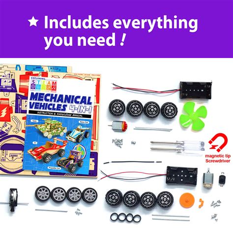 Buy Krafun 4 In 1 Stem Toys Kit Wooden Mechanical Model Cars Kits