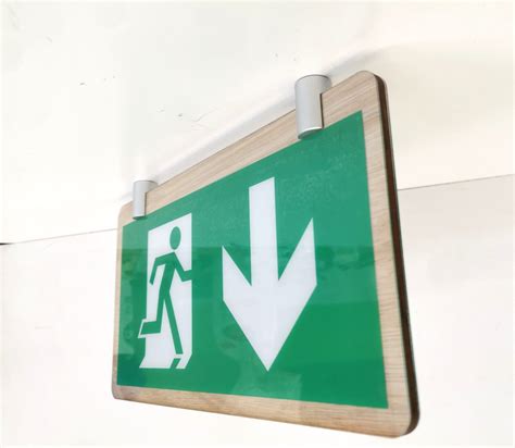 Suspended Acrylic Fire Exit Signs Eec Steve Marsh Design