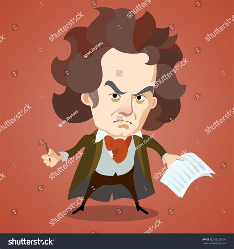 Cartoon Caricature Portrait Ludwig Van Beethoven Stock Vector Royalty