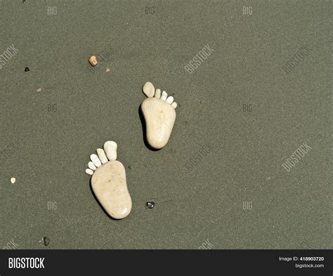 Pair Stone Footprints Image And Photo Free Trial Bigstock
