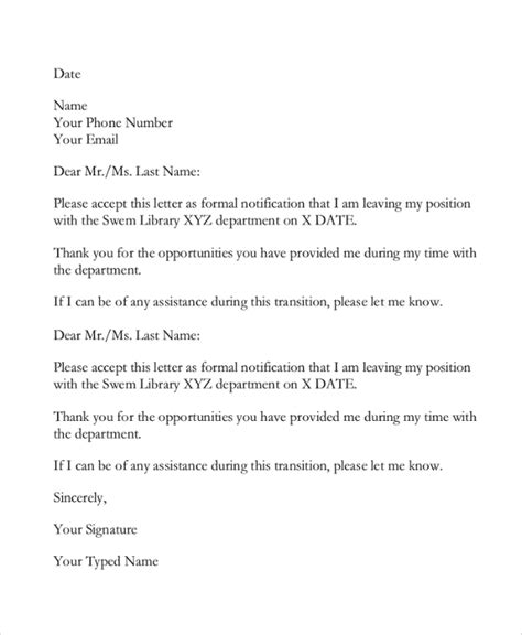 Free 6 Sample Email Resignation Letter Templates In Pdf Ms Word