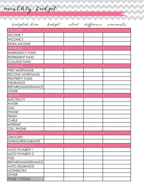 Free Monthly Budget Template Frugal Fanatic Budgeting