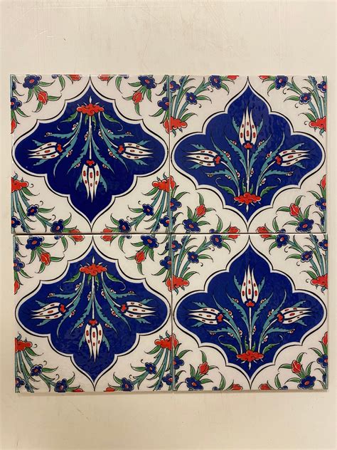 4 X Handmade Turkish Izmir Floral Ceramic Wall Tiles Etsy