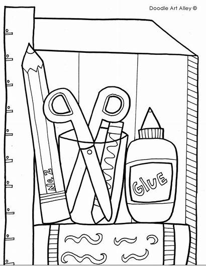Coloring Classroom Supplies Pages Doodles Printables