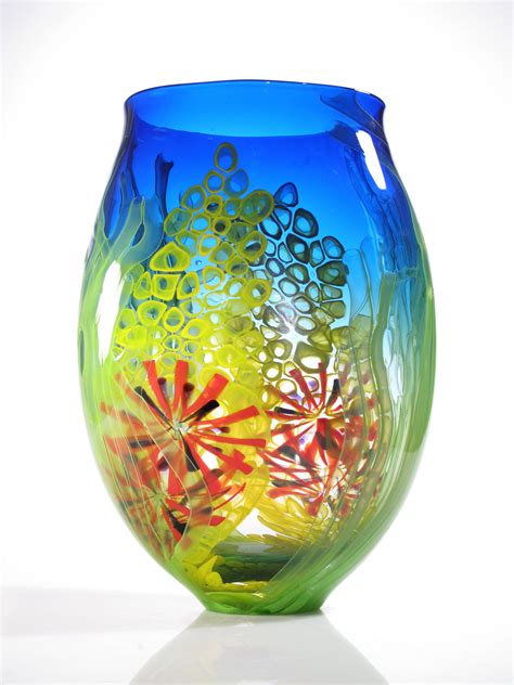 Blue Seascape Vase By David Leppla Art Glass Vase Artful Home
