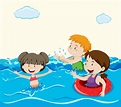 Kids Swimming in the Sea 293837 Vector Art at Vecteezy