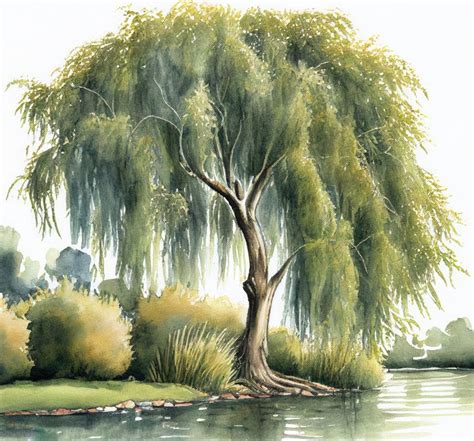 Lakeside Weeping Willow Museum Quality Gicl E Art Print Etsy In
