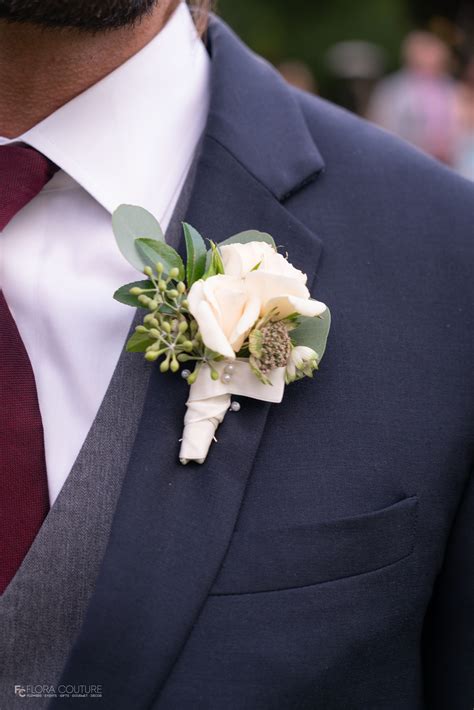 Boutonniere White Spray Roses And Greenery White Spray Roses Wedding