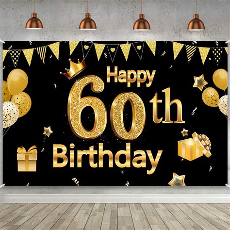 60th Birthday Banner For Men Women 60th Party Decoration Supplies