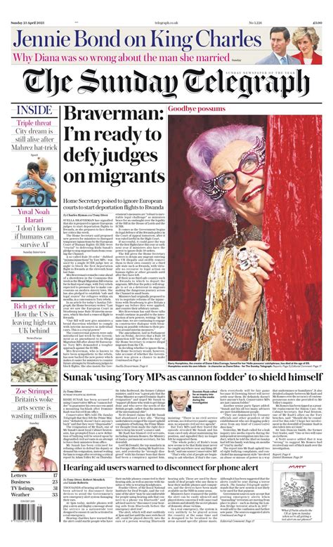 Sunday Telegraph Front Page 23rd Of April 2023 Tomorrow S Papers Today