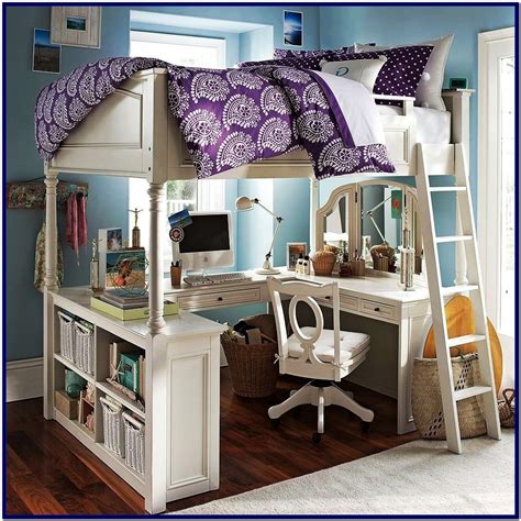 Full Size Bunk Bed With Desk And Chair Bedroom Home Decorating