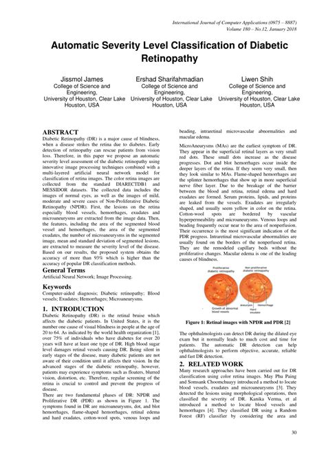 Consistent screening of diabetic retinopathy is essential in order to avoid further. (PDF) Automatic Severity Level Classification of Diabetic ...