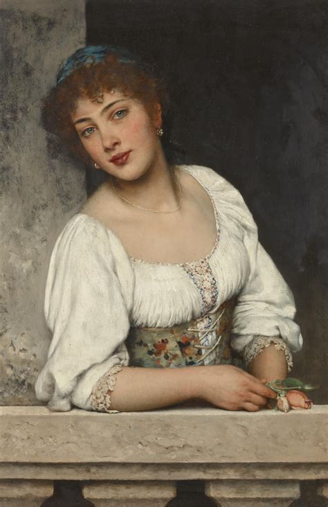 A Painting Of A Woman Leaning On A Ledge