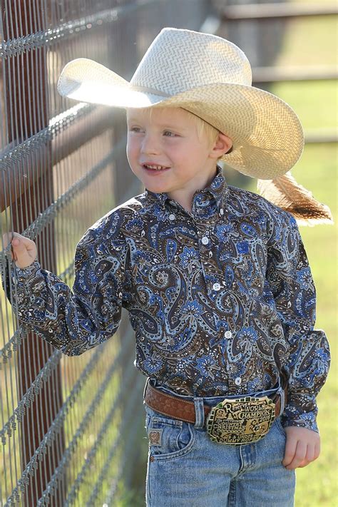 Cinch Toddler Royal And Brown Paisley Print Western Shirt Kids