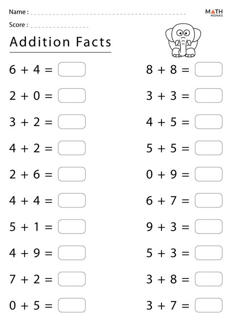 Math Facts Addition Worksheets Worksheets For Kindergarten