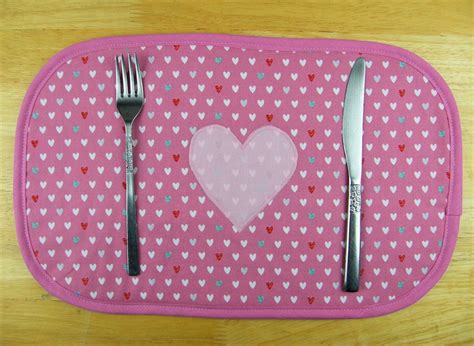 Pink Placemats With Heart Motif Appliqué 3 Versions Etsy Pink