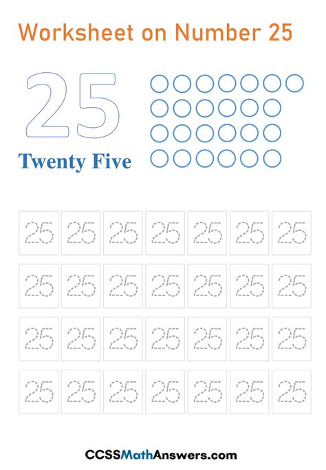 Printable Worksheet On Number 25 Kindergarten Number Twenty Five